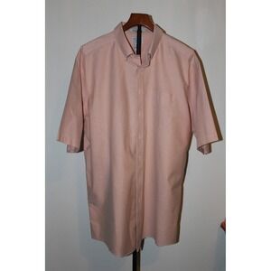 LL Bean Men's Short Sleeve Oxford Shirt Peach Wrinkle Resistant 18-Tall 215175